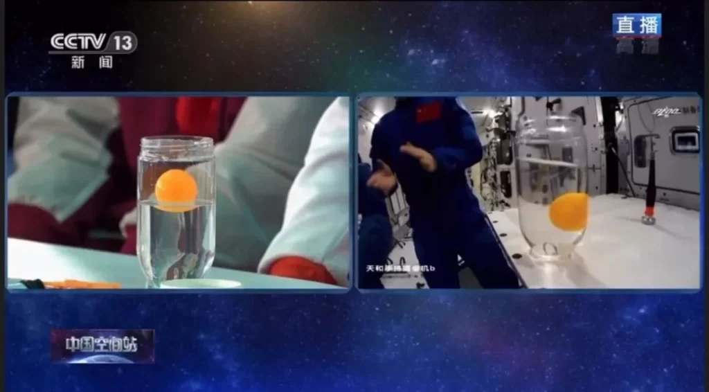 The experiment of the disappearance buoyancy in space vs on the earth